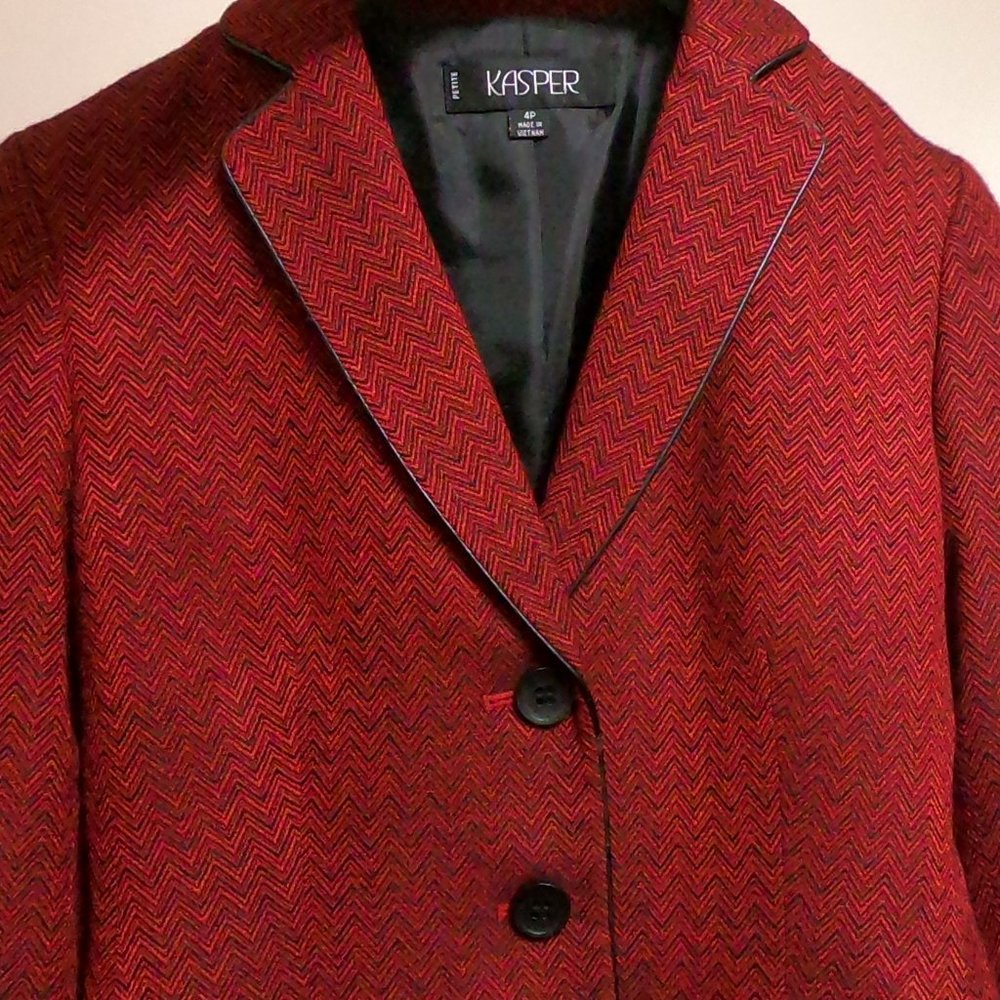 Red and Black Chevron Blazer